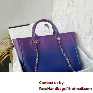 Chanel Shaded Calfskin  &  Silver-Tone Metal Shopping Bag AS3351 Purple 2024